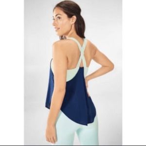 Fabletics, Giselle Swing Tank, Built-in Bra, Navy/Aqua, size M, Good condition